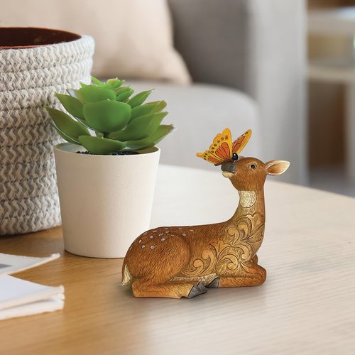 Enesco Jim Shore Heartwood Creek Deer with Butterfly on Nose Miniature Figurine, 3.54 Inch, Multicolor