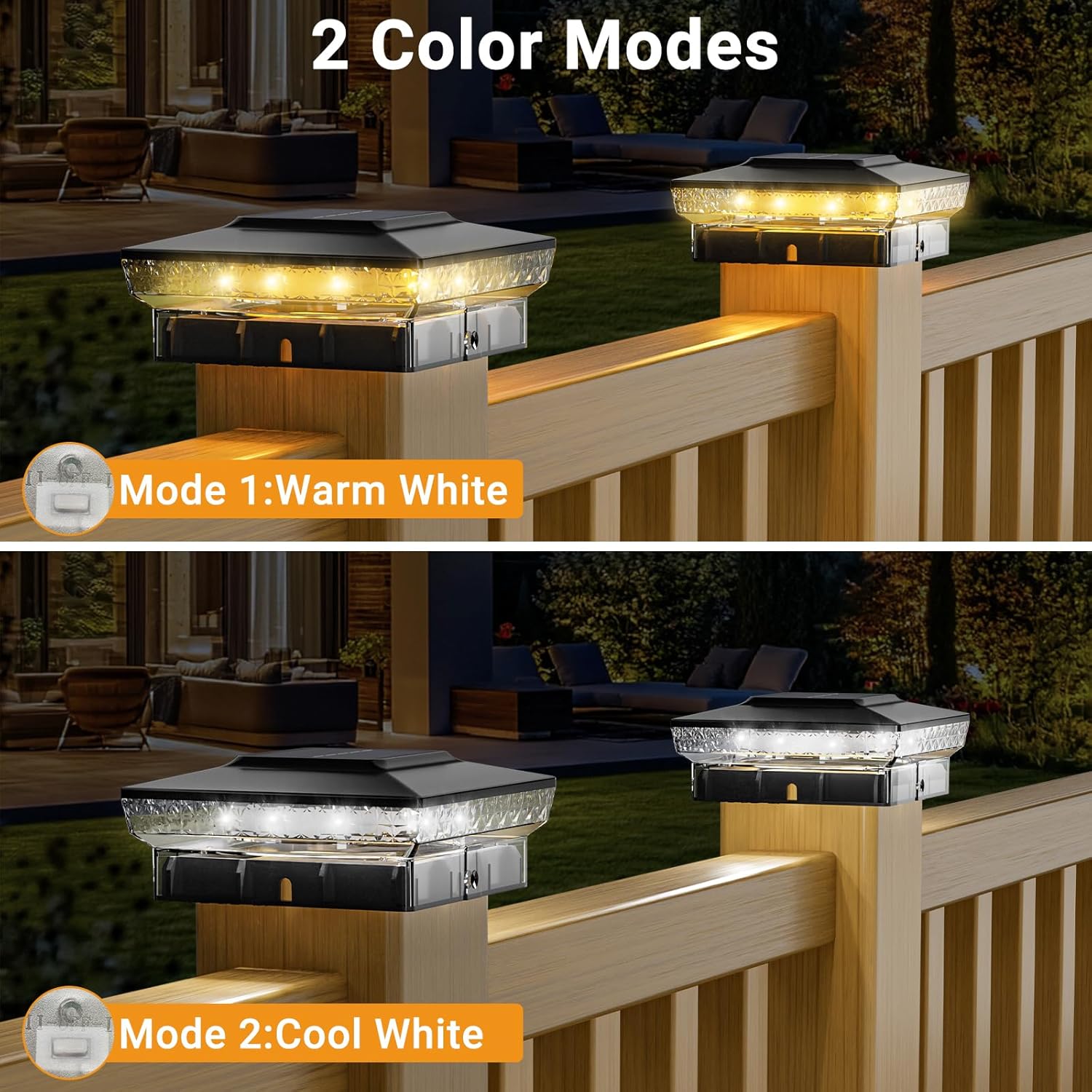 Btfarm Solar Post Cap Lights - 16 LED Outdoor Lighting | 2 Modes, Waterproof, 4-Pack for 4x4 & 3.5x3.5 Posts