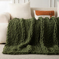 Ultra Soft Chunky Knit Throw Blanket 40x50 Hand Knitted Warm Chenille Throw Blanket, Home Decor Soft Thick Yarn Cable Knit Blanket Breathable Fleece Banket Christmas for Couch Bed Sofa Best Gift