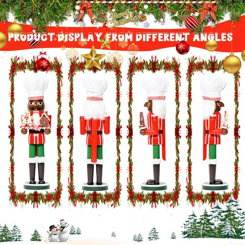 CynynYxy Nutcracker Figures 15 Inch Wooden Nutcracker Soldier Christmas Decor Ornaments Nutcracker Decorations Ideal for Bookshelf and Table Decoration Home Office Decor(Chef A Black)