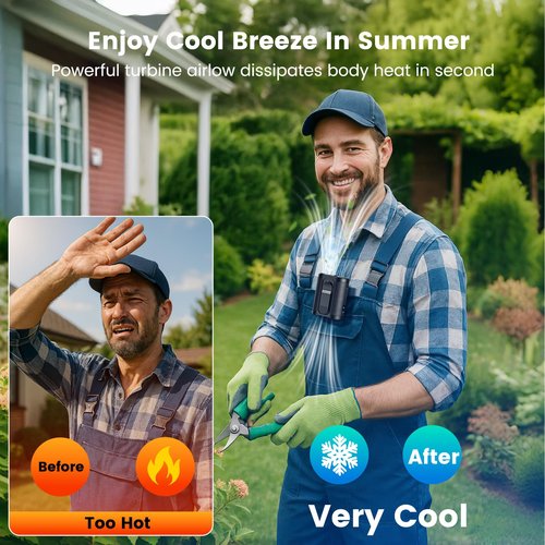 Xiauodo 2025 AI Portable Fan Rechargeable Personal Waist Fan 5 Speeds 15000RPM Strong Airflow Dual-Sided Clip on Wearable Belt Personal Neck Fan