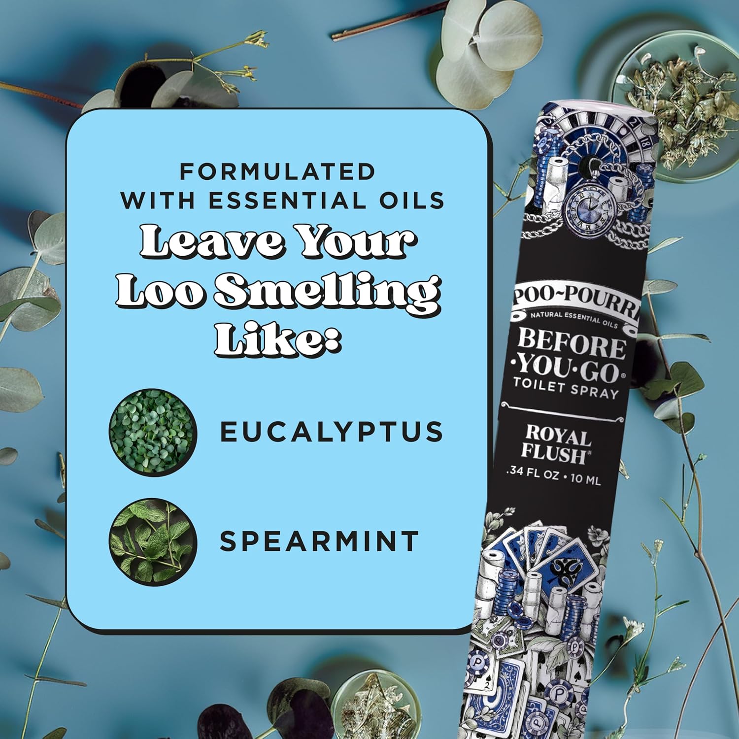 Poo-Pourri Before-You-Go Toilet Spray - Royal Flush Travel Size 10 mL | Eucalyptus & Spearmint Scent