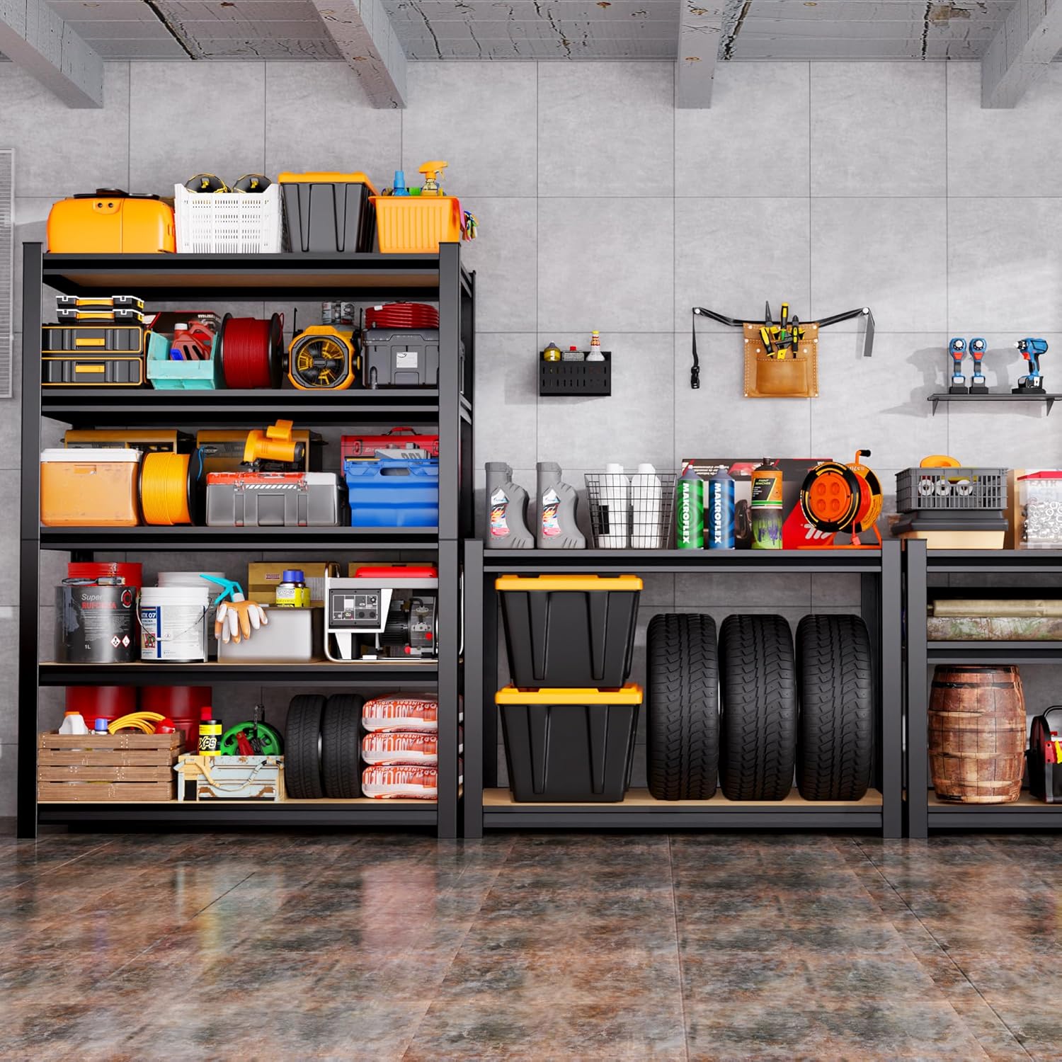 Regine Switzerland Heavy-Duty Garage Shelving Unit - 5-Tier Adjustable Metal Rack | 71"H x 35"W x 16"D, 2050LBS Capacity