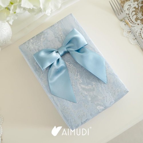 AIMUDI Satin Bows - Dusty Blue 5.5" Premade Ribbon Bows for Gift Wrapping & Decorations | 24 Pack