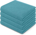 Homaxy 100% Cotton Waffle Weave Dish Towels - Ultra Soft & Absorbent | 13 x 28 Inches, 4-Pack, Lake Blue