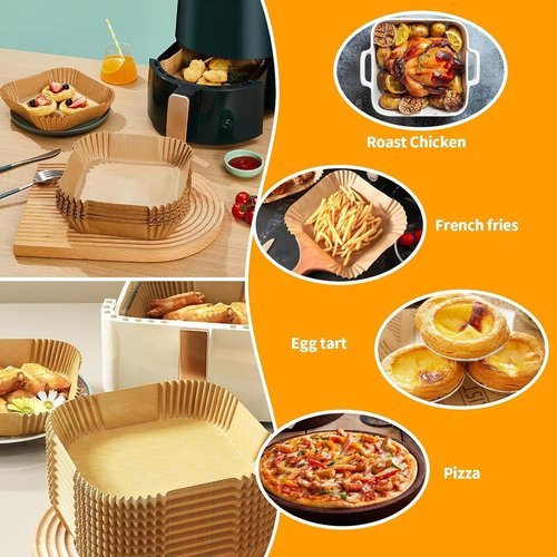 Air Fryer Liners 150 Pcs - 8" Square Non-Stick Parchment Paper for Baking & Roasting