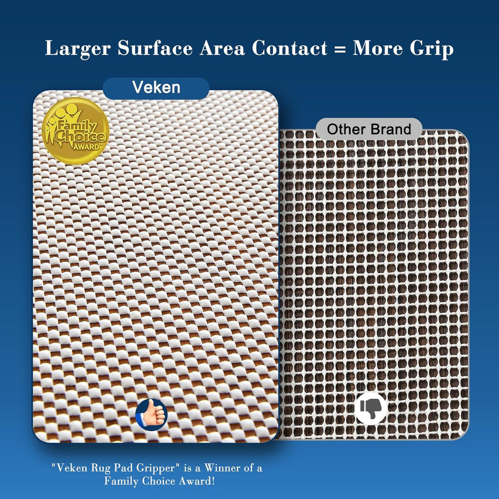 Veken Round Rug Pad Gripper - 7x7 Ft Non-Slip Mat for Hardwood & Tile Floors | Thick Anti-Skid Design