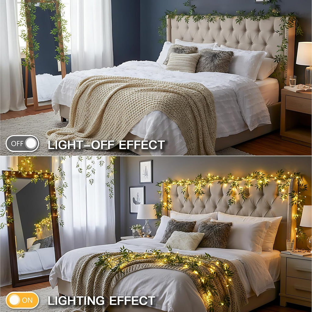 Suddus Willow Vine Fairy Lights - 12ft Battery Operated 40 LED String Lights with Remote | Warm White Decor for Bedroom, Garden, Party, Wedding