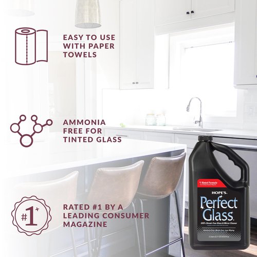 HOPE'S Perfect Glass Cleaner Spray Refill, Streak-Free, Ammonia-Free Window, Mirror, Screen, Tinted Glass, and Shower Door Cleaner, Indoor and Outdoor Glass Surfaces, 67.6 Ounce, Pack of 2