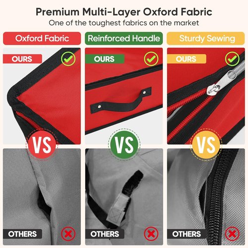 BALEINE Gift Wrap Storage Organizer - 40" Durable 600D Oxford Fabric Bag with Flexible Partitions | Red