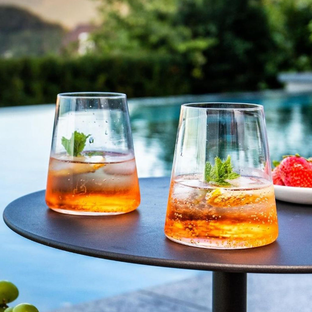Stölzle Lausitz Red Wine Tumblers Power Set of 4, 17 1/2 oz – Modern Stemless Wine Glasses for Maximum Aroma – Flat Red Wine Glasses in Crystal Glass – Dishwasher & Break-Resistant, Made in Germany
