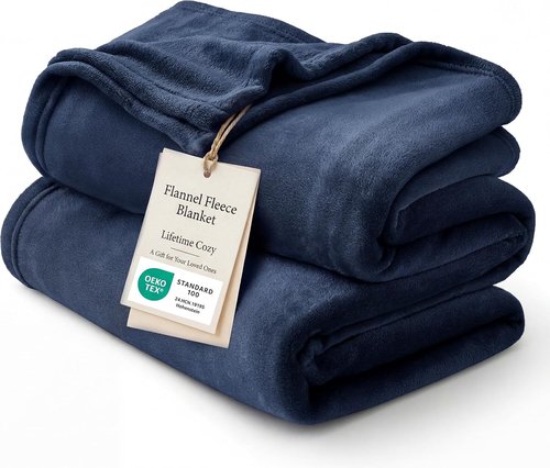 Bedsure GentleSoft Fleece Blanket - Cozy Navy Blue California King Size, 102x96 Inches for Ultimate Comfort