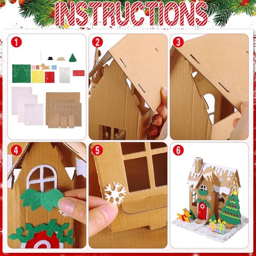 Lineshading Christmas Gingerbread House Kit - 3D Unfinished Cardboard Craft for Holiday Parties