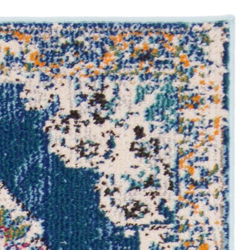 SAFAVIEH Madison Collection Runner Rug - 2' x 8', Navy & Grey, Boho Chic Medallion Distressed Design, Non-Shedding & Easy Care, Ideal for High Traffic Areas in Living Room, Bedroom (MAD452M)
