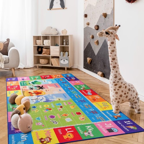 Macgace ABC Kids Rug for Playroom, 3x5 Washable Classroom Area Rugs, Toddler Educational Play Mat with Alphabet Numbers Seasons Shapes, Learning Fun for Preschool Children, Colorful