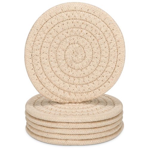 YYGMSS 6 Pcs Drink Coasters, Absorbent Coasters for Drinks,Cotton Woven Coaster for Dinning Room Decor Housewarming Cup Mat for Hot Cold Drinking
