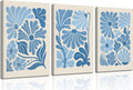 Blue Flower Market Canvas Wall Art - Boho Botanical Aesthetic Prints for Living Room Decor | Light Blue