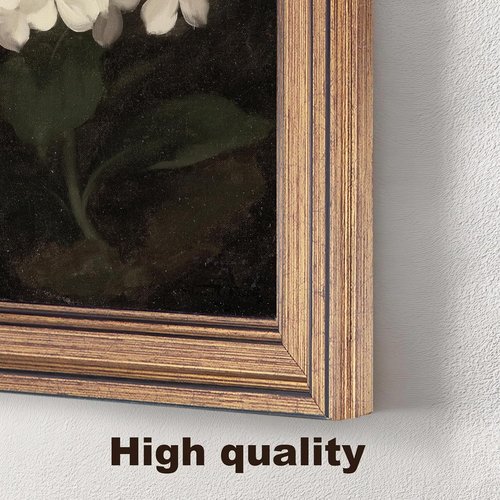 Gold Framed Vintage Wall Art - Hydrangea Flowers Canvas Print for Living Room & Kitchen Decor (9.5"x12")