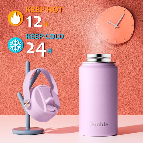 Fimibuke Kids Insulated Water Bottle - 14oz BPA-Free Stainless Steel Tumbler | Leak-Proof Design in Lilac