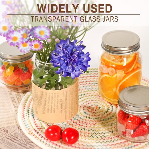 GUEQUITLEX Glass Mason Jars With Lids Genuine Preserve Jar 16OZ, Canning Jars for Food Storage, Dry Food, Snacks, Candies, DIY Projects 4 Pack