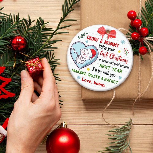 ZAGKOO New Parents Christmas Ornament 2025 - First Time Dad, Mom Gifts, Expecting Baby, Pregnancy Announcement, Bumps First Christmas - Merry Xmas Mommy and Daddy - Pregnant Ornament Decoration 2025