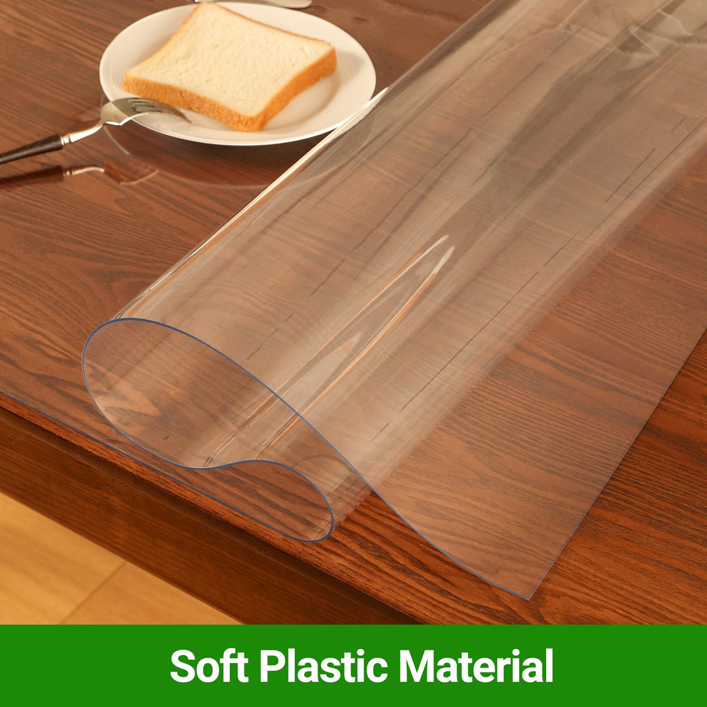ETECHMART Clear Plastic Table Cover Protector Rectangle 40 x 40'', Thick Waterproof Transparent Table Protector for Dining Table, Non-Slip Heat Resistant Clear Desk Mat for Kitchen Office Desktop