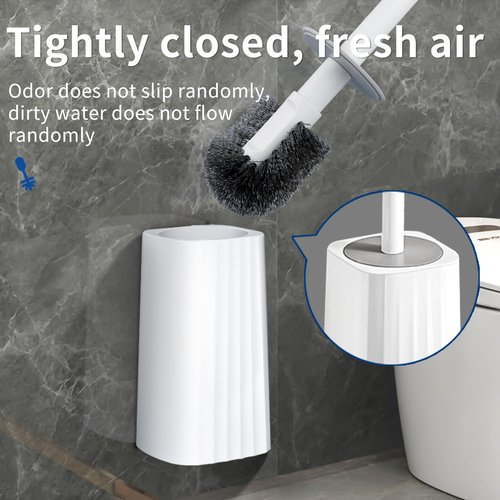 Toilet Brush & Holder Set, 2 Pack Toilet Brushes for Bathroom with Holder, Lightweight Plastic Handle, Space Saving for Storage, Deep Cleaning, Drip-Proof, Easy to Assemble