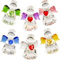 Crystal Guardian Angel Figurine Set - 6 Handcrafted Glass Ornaments for Home Decor | 2.5” Tabletop Collection