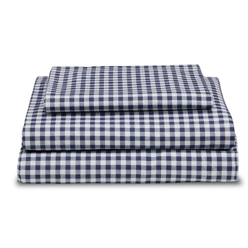 Delta Children 3-Piece Twin Sheet Set - Includes 1 Flat Sheet, 1 Fitted Sheet & 1 Pillowcase, Navy Gingham