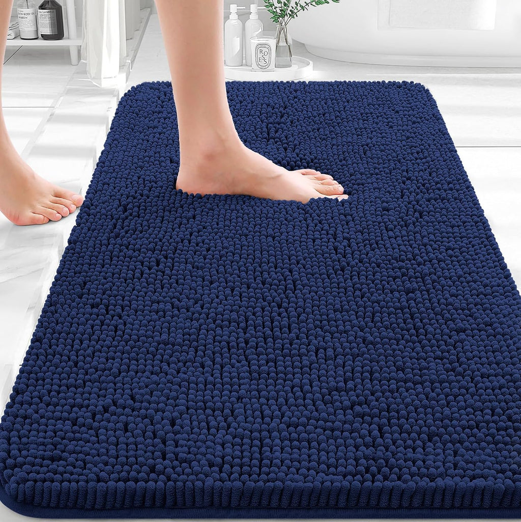 OLANLY Bathroom Rugs - Extra Soft Chenille Bath Mats with Rubber Backing | Quick Dry, 30x20, Twilight Sapphire