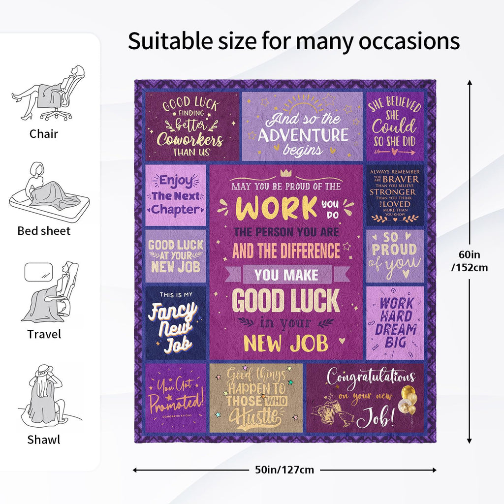 Dfaqehk New Job Gift for Women, Congratulation Promotion Gifts for Women, New Job Gifts for Her, Gift for Coworker Leaving, Job Promotion Presents Throw Blanket 60" x 50"