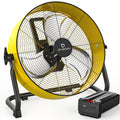 Airvention 15600mAh Rechargeable Battery Operated Drum Fan, 12 inch Yellow Industrial High Velocity Floor Fan, Shop Fan for Camping Gym Garage Outdoor Indoor, AI-F600Y