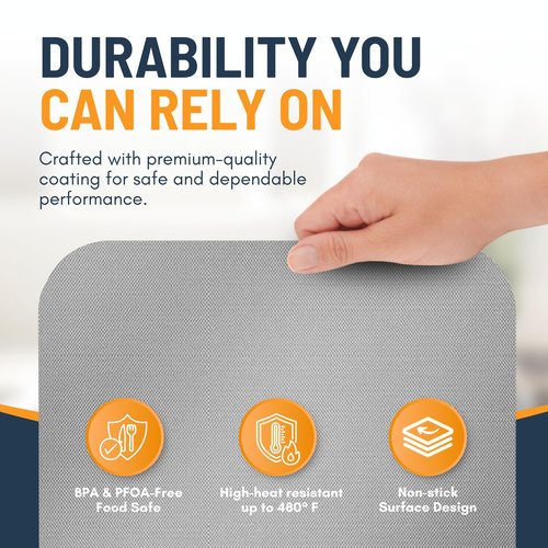 Toaster Oven Liners for Bottom of Oven (4 Pack) Reusable Non-Stick Heat Resistant Toaster Liners, Compatible with Ninja, Cuisinart, Emeril Lagasse & More, Toaster Mat, 12"x12" (Silver)