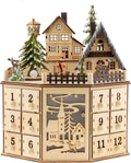 Clever Creations Wooden Christmas Advent Calendar - LED Countdown Decoration | Round Village Design