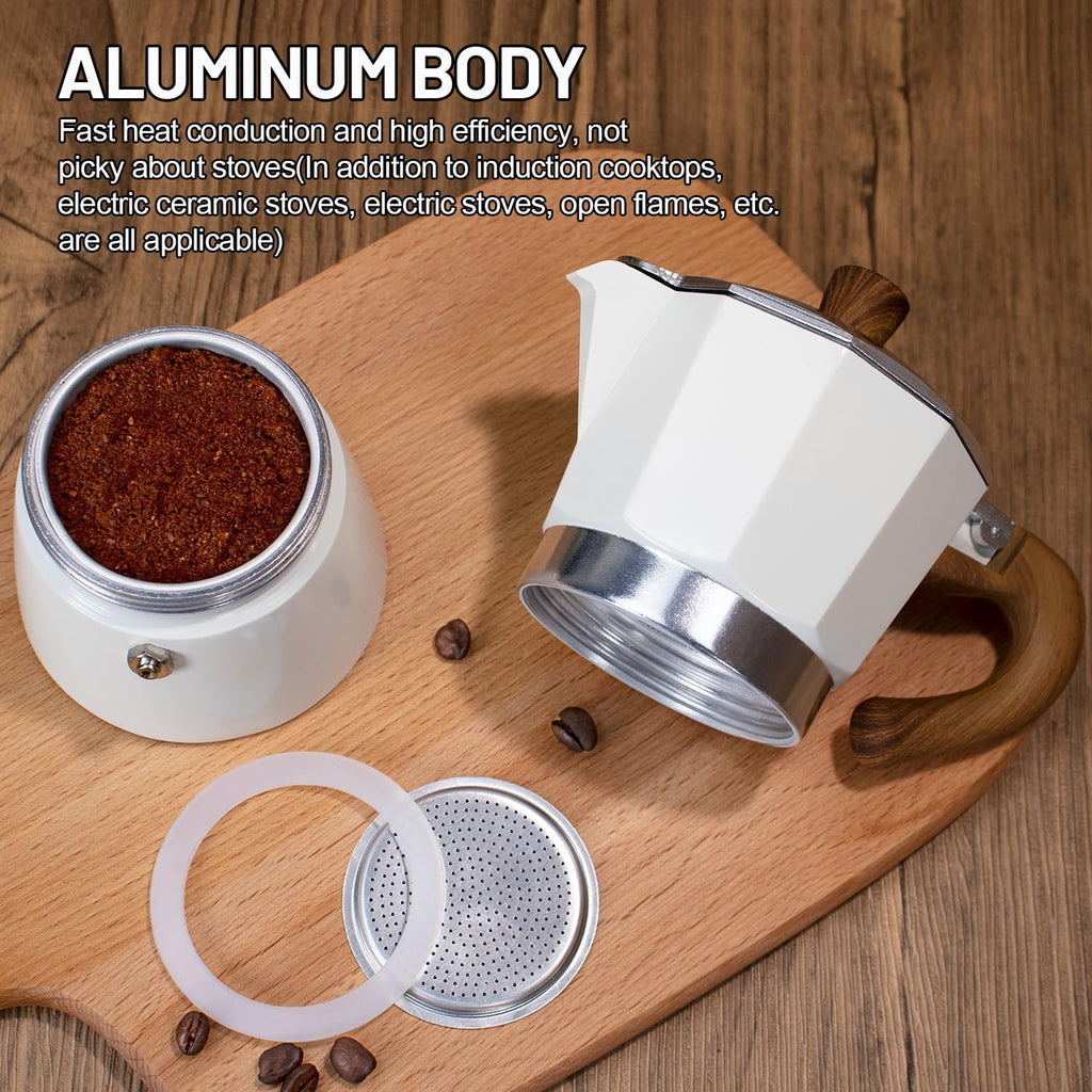 DITOSH 7-in-1 Moka Pot Espresso Set with Electric Stove 3 Cup Aluminum Stovetop Coffee Maker Percolator Italian Classic Mocha Coffee Machine with Hand Grinder Sealing Canister Spoon Portable Camping