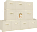 Storage Maniac Storage Cubes - 11 Inch Collapsible Bins with Handles | 10-Pack Beige Fabric Organizers