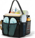 YASONIC Portable Mesh Shower Caddy - 8 Pocket Hanging Organizer for College Dorm Essentials | Black