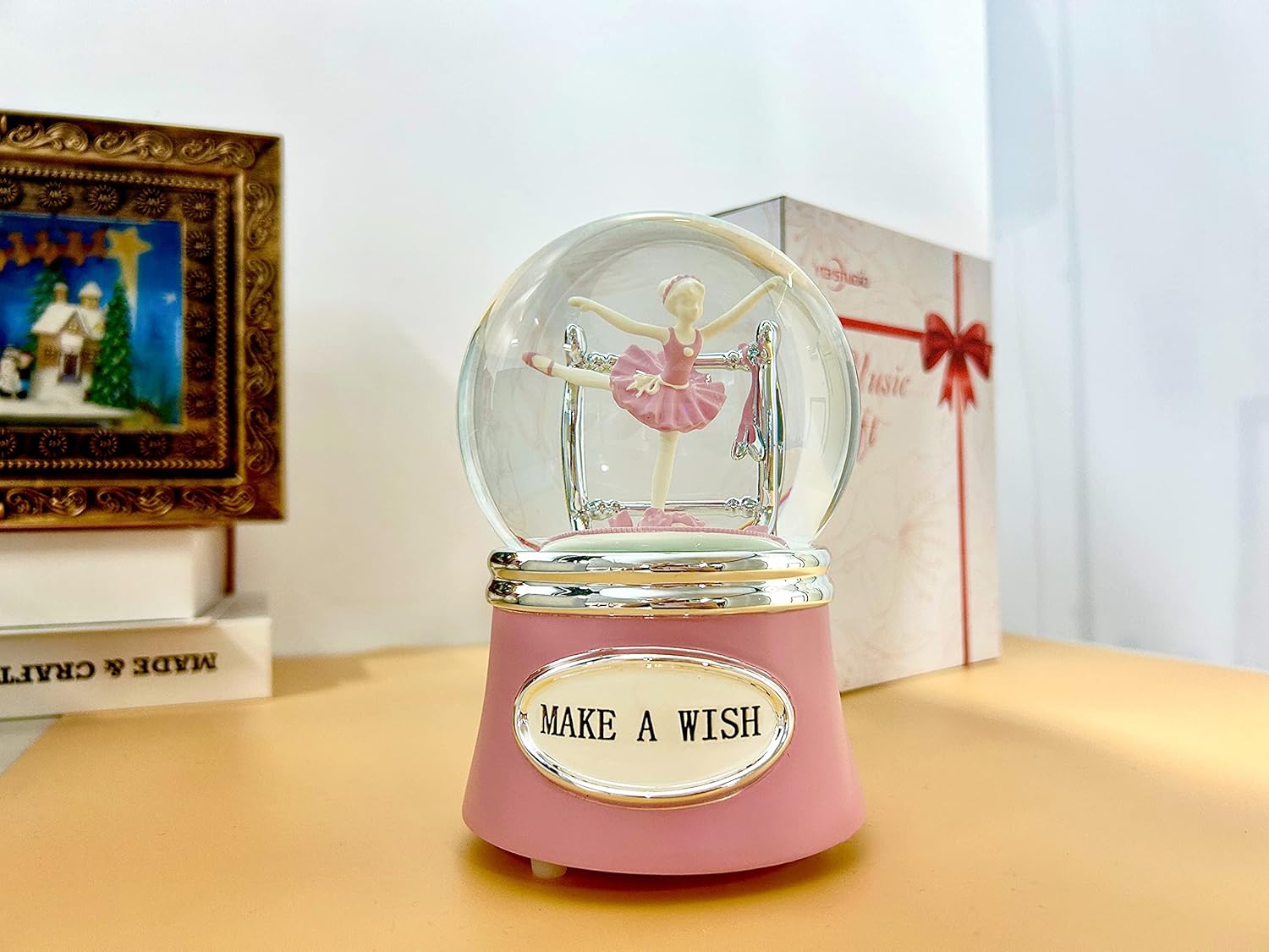 Skiennix Ballerina Snow Globe - Rotating Musical Dance Box | 100MM Water Globe Plays Fur Elise