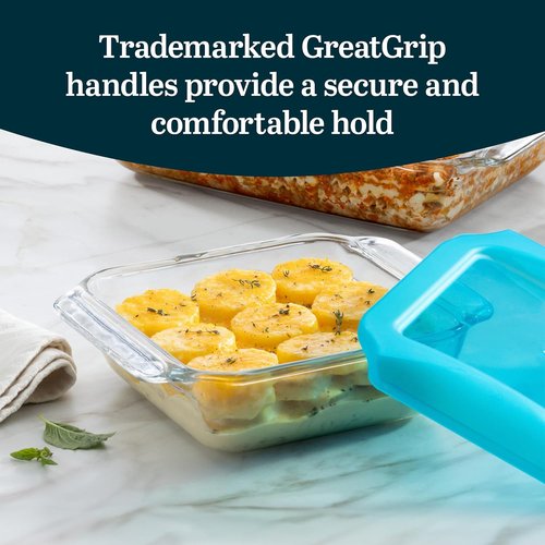 Libbey Baker’s Premium Glass Baking Dish Set - Stackable Casserole Dishes with Lids | 2-Piece Set for Lasagna & Brownies