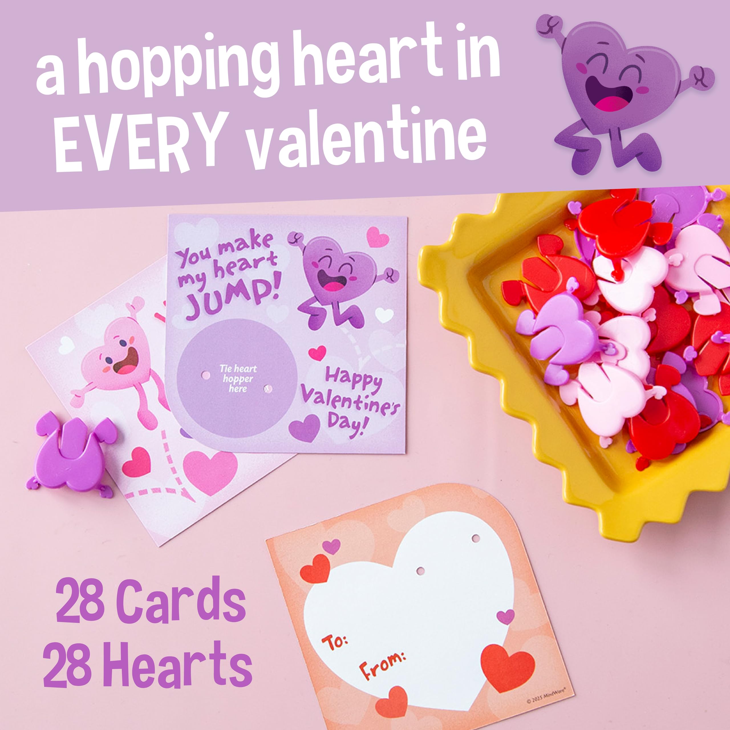 Peaceable Kingdom Valentine's Day Gift for Kids, Fun Party Favors for Classroom, Goodie Bag Stuffers - 28 Hopping Hearts Valentines