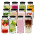Accguan Vintage Water Bottles with Lids,8oz Reusable Glass Drinking bottles for Juicing,Hot Sauce,Kombucha,Ginger Jar,Potion,Oil,Milk Bottles,Whiskey,Portable Travel Bottle,Smoothies Bottles(12pack)