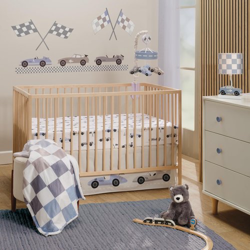 Lambs & Ivy Little Racer Car/Transportation Blue/Taupe Wall Decals/Stickers