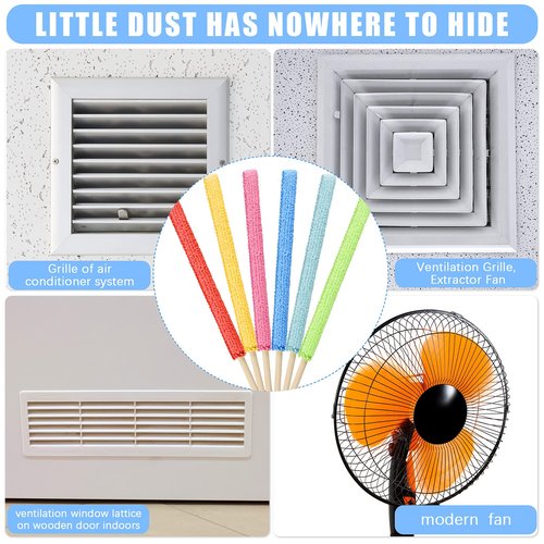 Honeydak 6 Pieces Microfiber Detail Duster Sticks Mini Duster Crevice Cleaning Tool Car Air Vent Cleaner Fan Cleaning Brush for Home Air Vent Window The Smallest Spaces