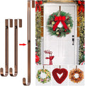 Skiennix 2-Pack Adjustable Wreath Hangers - Heavy Duty Metal Over The Door Hooks (12.5-20") for Easter & Welcome Signs
