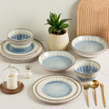 MissYip Melamine Dinnerware Set, 16 Piece for 4, Unbreakable Kitchen Plastic Plates and Bowls set, Indoor and Outdoor Use Tableware, BPA Free, Dishwasher Top Safe, Not Microwave, Not Oven(Blue)