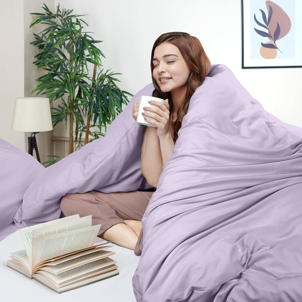 Utopia Bedding Duvet Cover Set - 3 Piece Queen Size with Zipper Closure | Lavender 90x90 Inches & 2 Pillow Shams