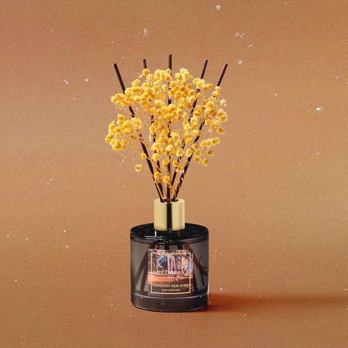 Cocorrína Reed Diffuser - Midnight New York 6.7 Fl. Oz Set with 8 Sticks & Baby's Breath Decor