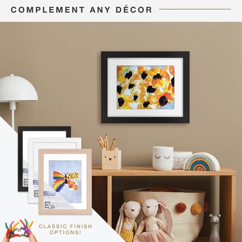 MCS Kids Art Frame 11x14 Matted with 8.5x11 Opening, Black Changeable Magnetic Picture Frame Kids Artwork Storage Display for Walls (1-Pack)