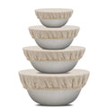 Reusable Fabric Bowl Covers for Bread Proofing - Washable, Dye-free, and All-Natural 100% Linen Cloth Bowl Covers for Bread Rising - Elastic Closure to Fit Multiple Bowl Sizes (1 XL, 1 L, 1 M, 1 S)