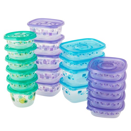 Glad GladWare MatchWare Large Variety Pack Food Storage Containers with Color Coded Lids,No BPA Reusable Plastic for Lunches and Leftovers, Microwave Dishwasher Safe, 20 Count - 40 Piece Set